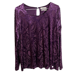 Velour Blouse Women Deep Purple Long Sleeve Boho Goth Large